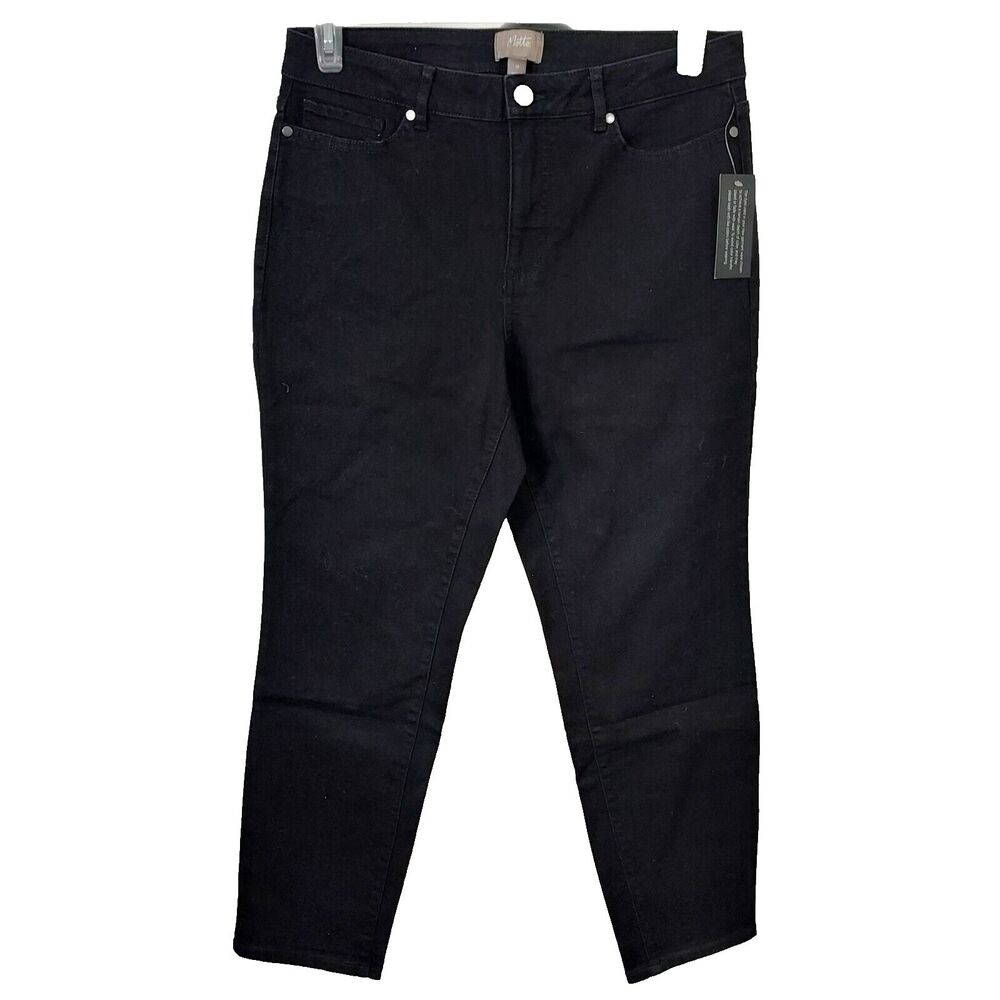 Motto Jeans Pants Womens Size 14 Stretch Black Straight Leg 32x27 NWOT